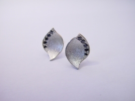Ohrstecker, 925/- Silber, schwarze Diamanten