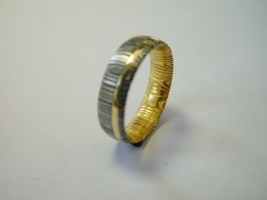 Ring, Lagendamast, 750/- Gold, innen vergoldet