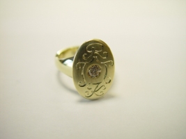 „Familienring“, 585/- Gold, Brillant, Handgravur