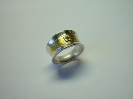 Ring, 925/- Silber, Feingold, Diamant naturfarben